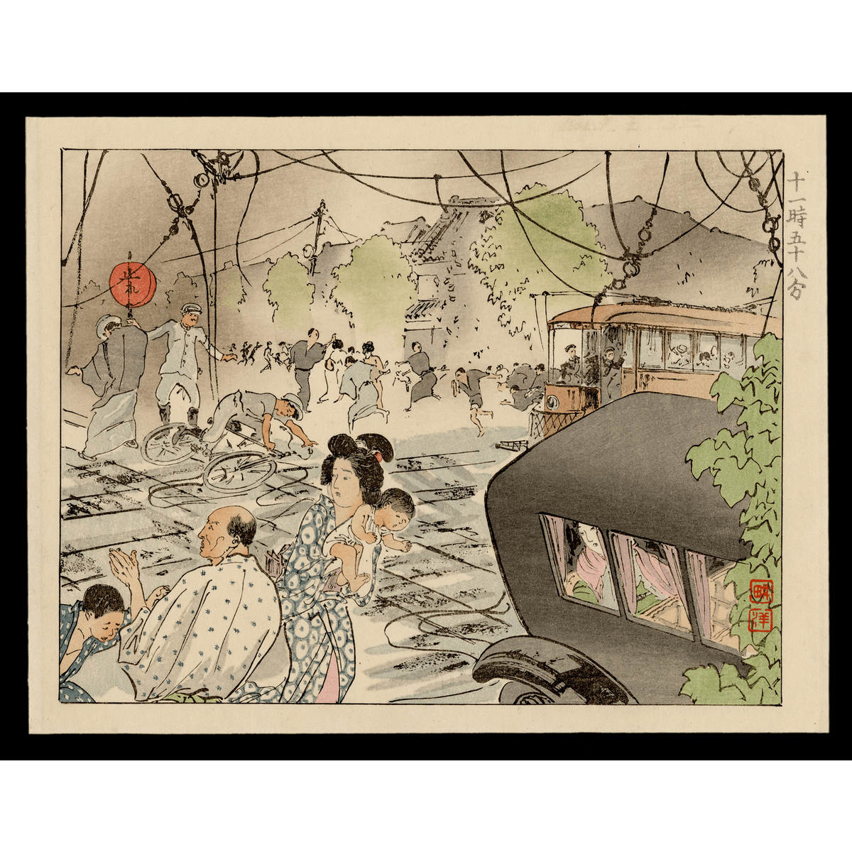 絵画 Earthquake Kokunimasa (1874 - 1944) The Great Mino-Owari Earthquake of